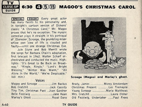 TV Guide Close Up Mr. Magoo's Christmas Carol